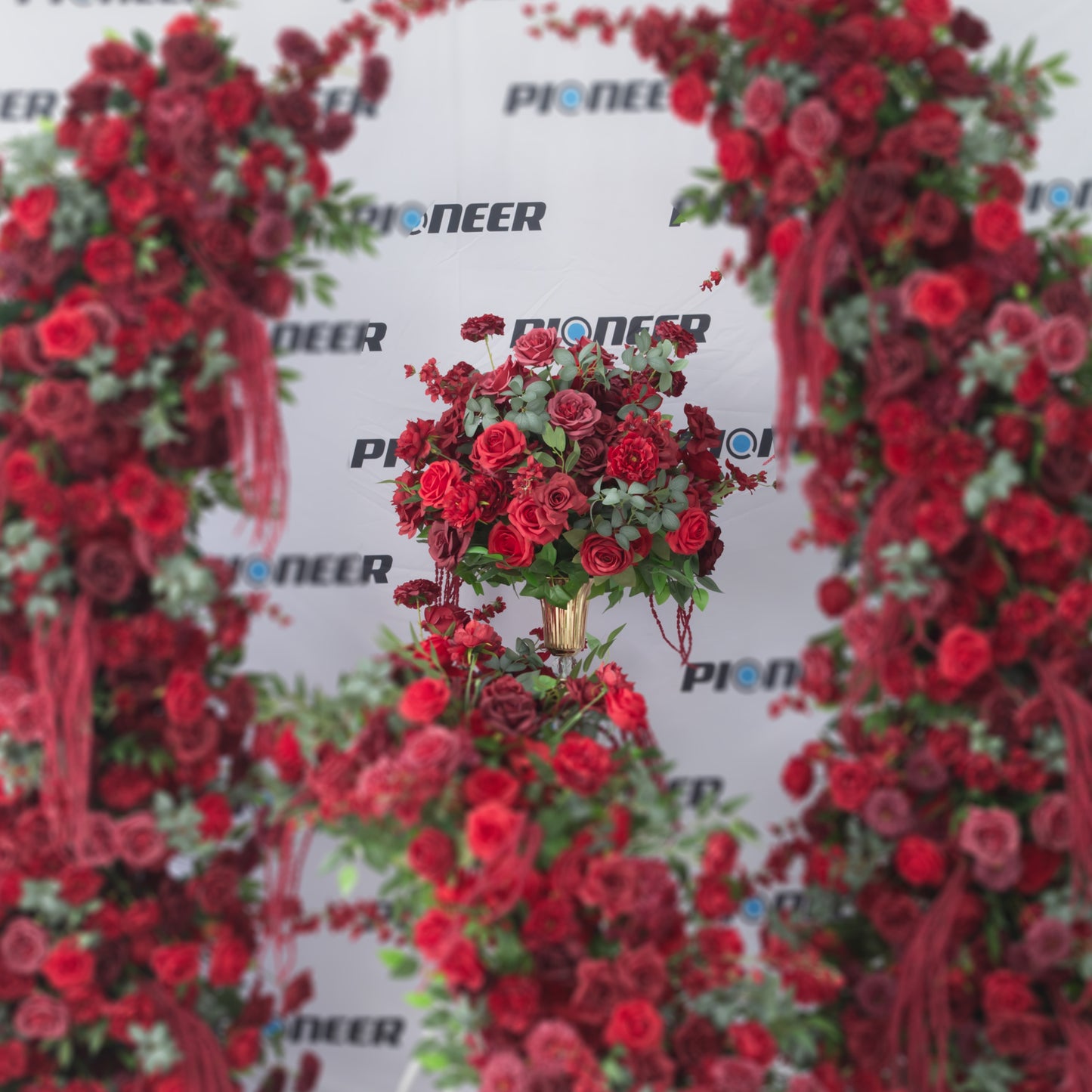 Polished Burgundy Rose Floral Centerpiece