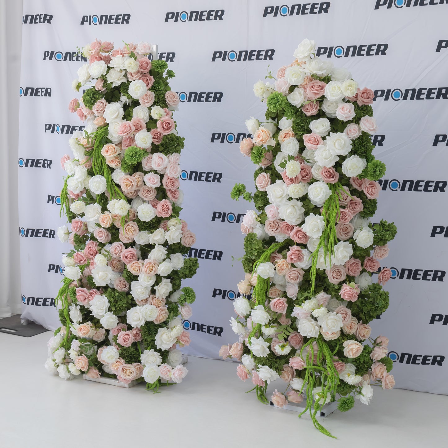 Pink & White Flower Pillar Archway Ceremony Pair