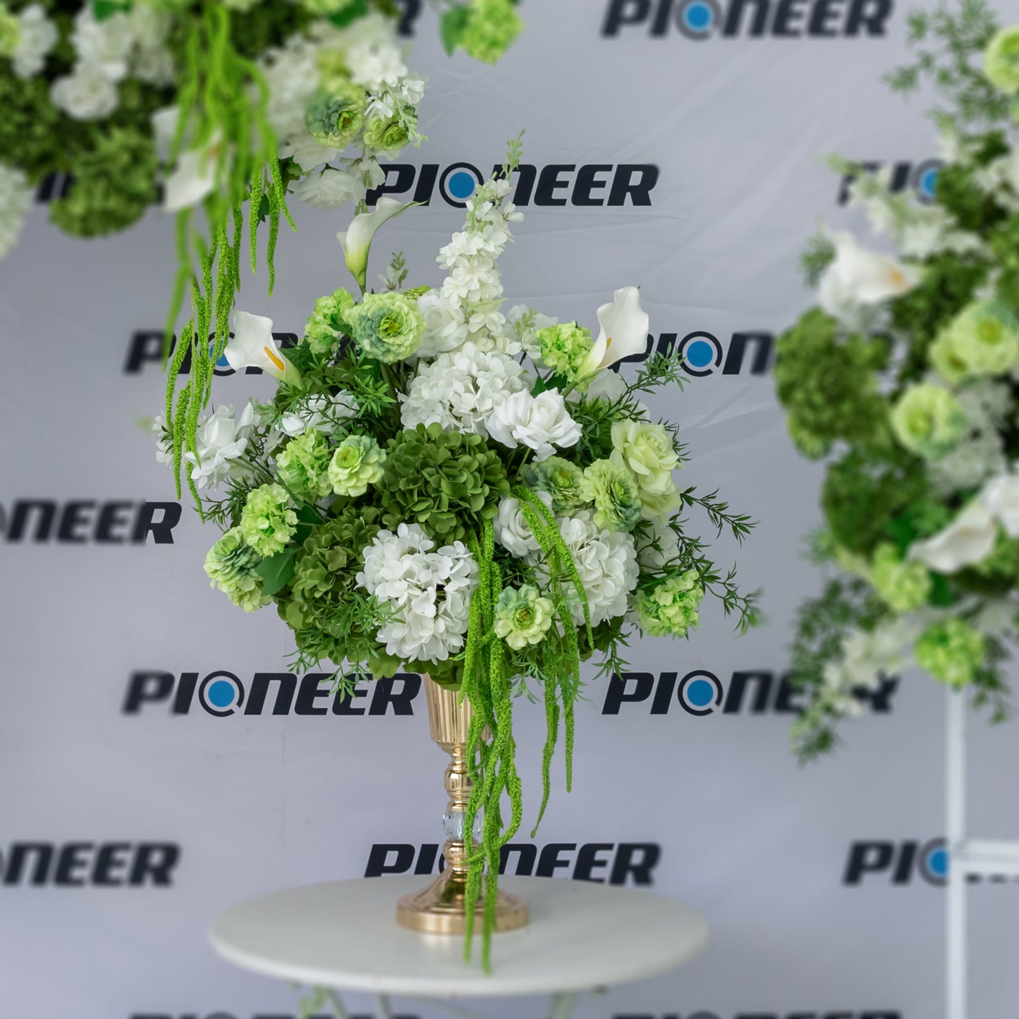 Green Hydrangea & White Calla Lily Display Centerpiece