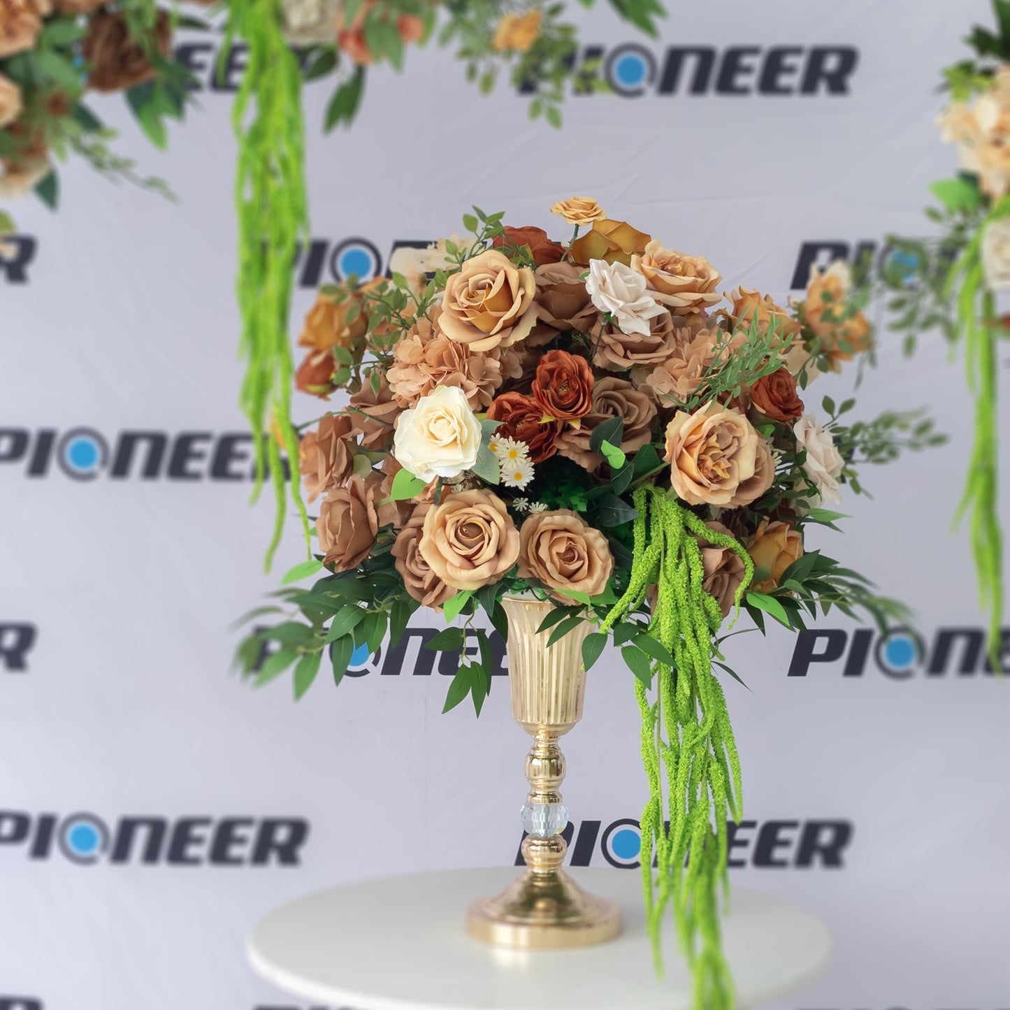 Vintage Mocha & Ivory Rose Floral Centrepiece