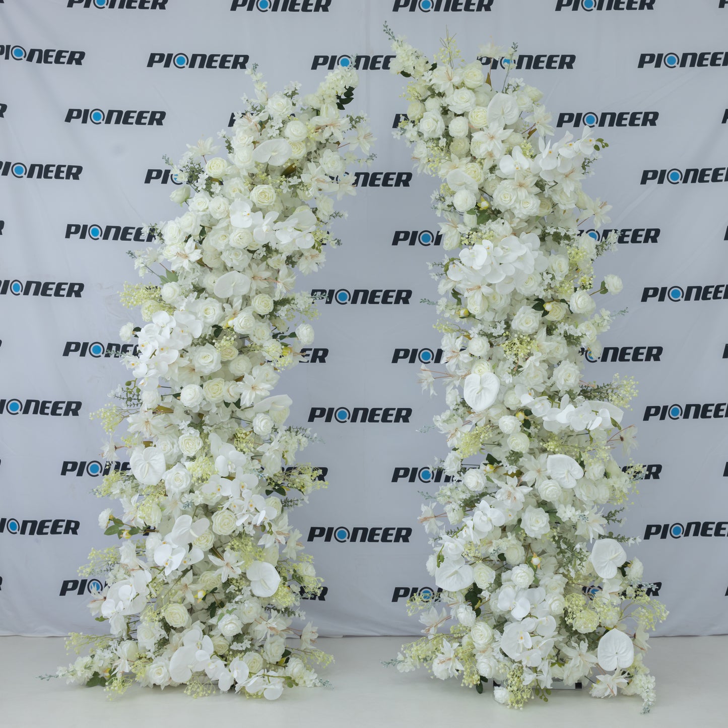 Superior White Rose, Orchid and Anthurium Floral Horn Arch Set