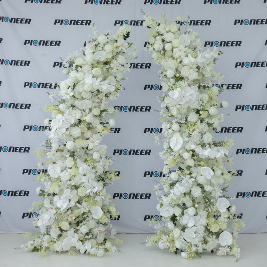 Superior White Rose, Orchid and Anthurium Floral Horn Arch Set