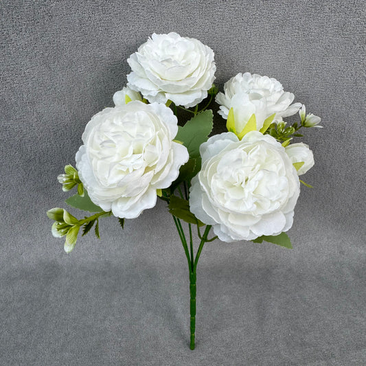 White Silk Peony Bush - 5 Heads