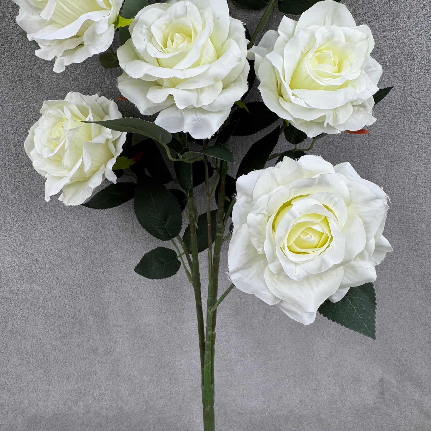 Ivory Silk Classic Rose Branch - 8 Heads