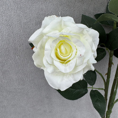 Ivory Silk Classic Rose Branch - 8 Heads