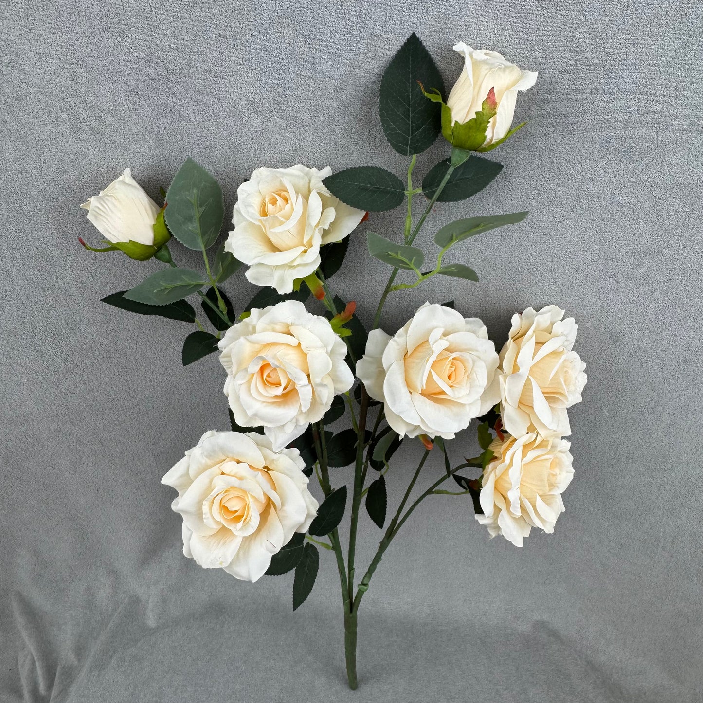Champagne Silk Classic Rose Branch - 8 Heads