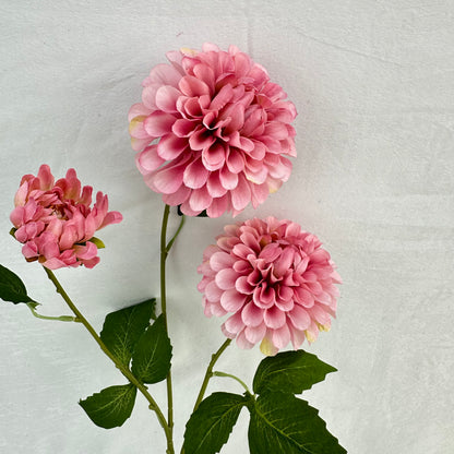 Pink Silk French Dahlia Spray - 3 Heads