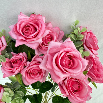 Pink Silk Wedding Rose Bush - 11 Heads