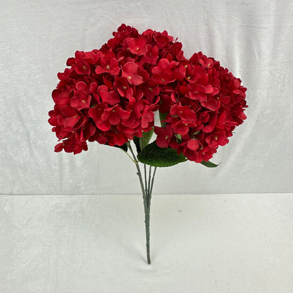 Red Silk French Hydrangea Bush - 5 Heads