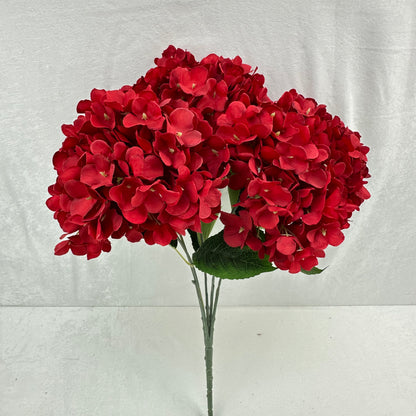 Red Silk French Hydrangea Bush - 5 Heads