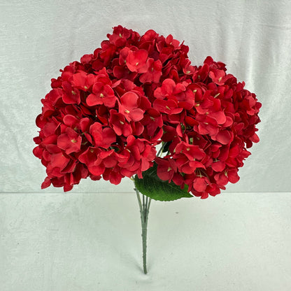 Red Silk French Hydrangea Bush - 5 Heads
