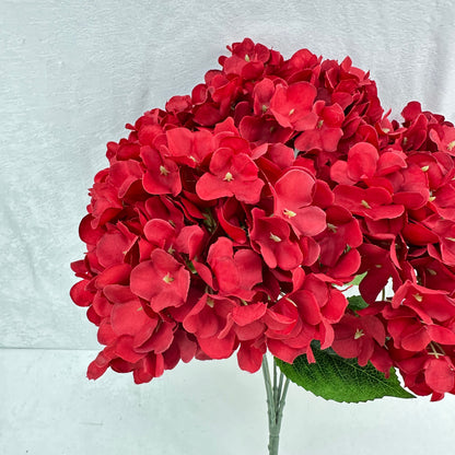Red Silk French Hydrangea Bush - 5 Heads