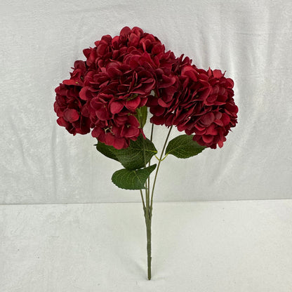 Red Silk French Hydrangea Bush - 5 Heads