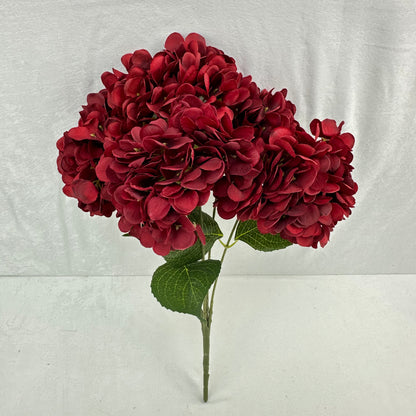 Red Silk French Hydrangea Bush - 5 Heads