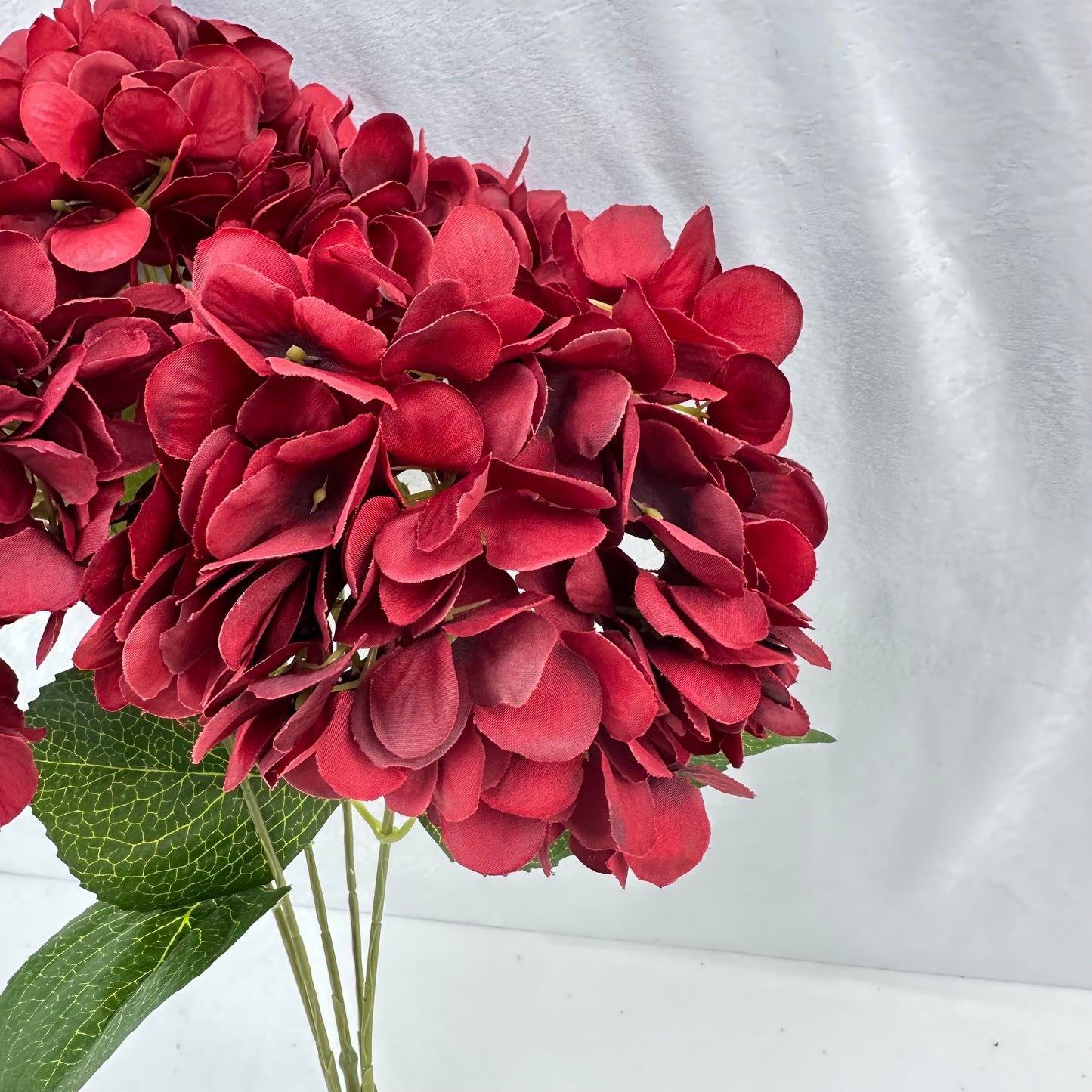 Red Silk French Hydrangea Bush - 5 Heads