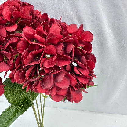 Red Silk French Hydrangea Bush - 5 Heads