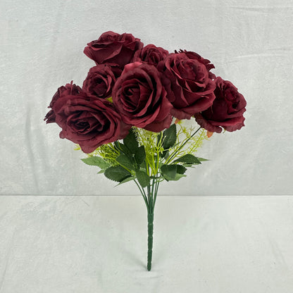 Red Silk Acacia Rose Bush - 9 Heads