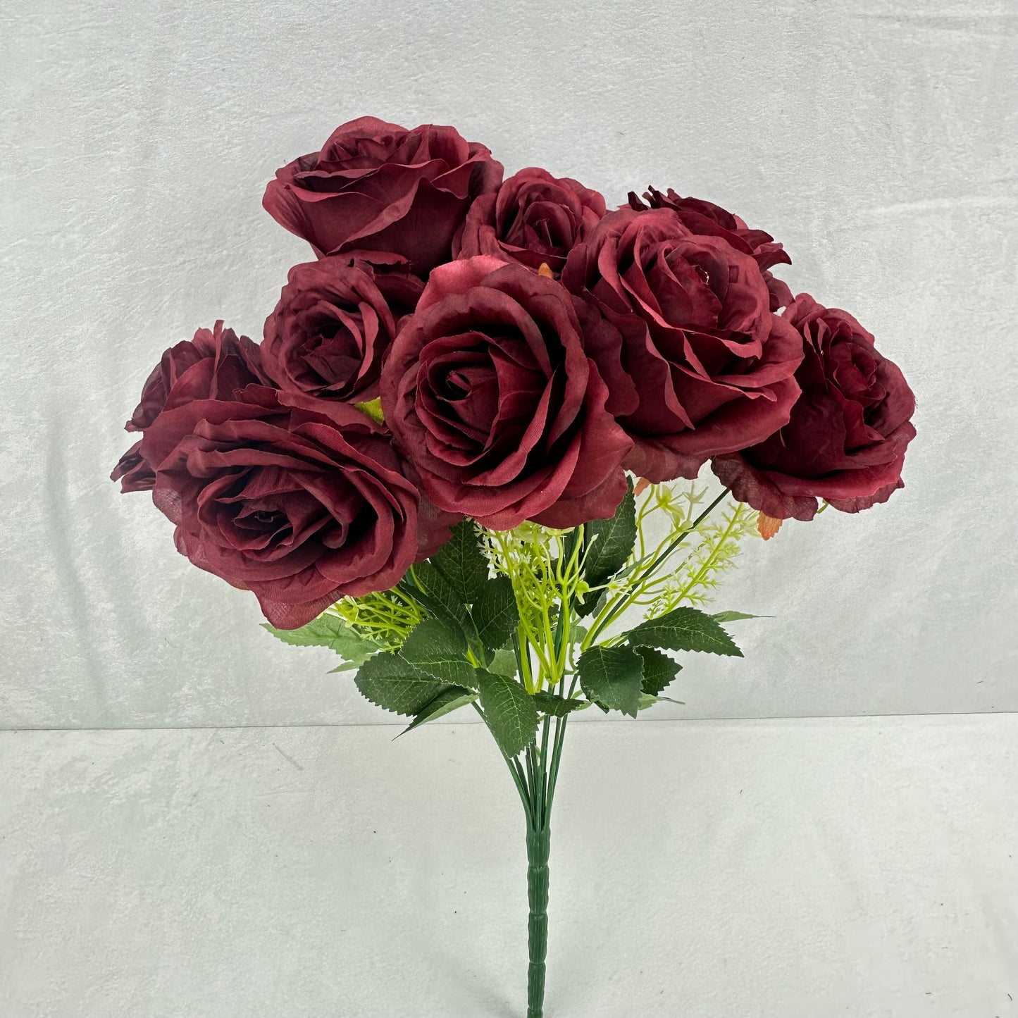 Red Silk Acacia Rose Bush - 9 Heads