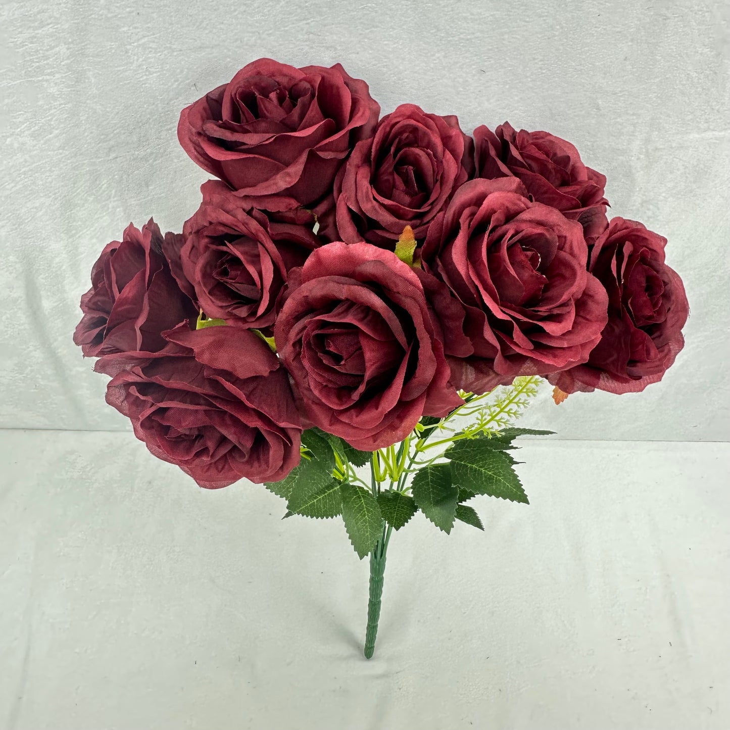 Red Silk Acacia Rose Bush - 9 Heads