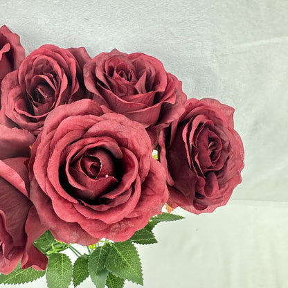 Red Silk Acacia Rose Bush - 9 Heads