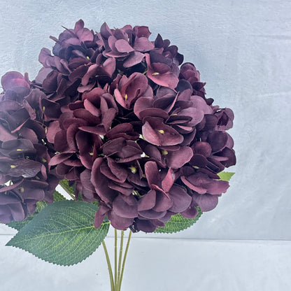 Red Silk French Hydrangea Bush - 5 Heads