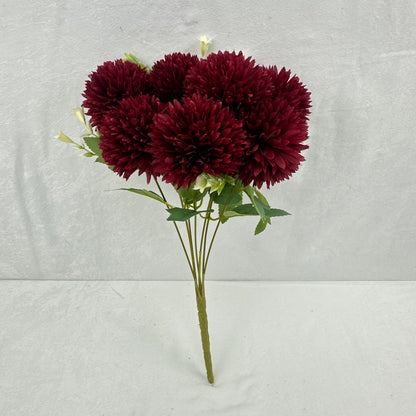 Red Silk Needle Chrysanthemum Bush - 7 Heads