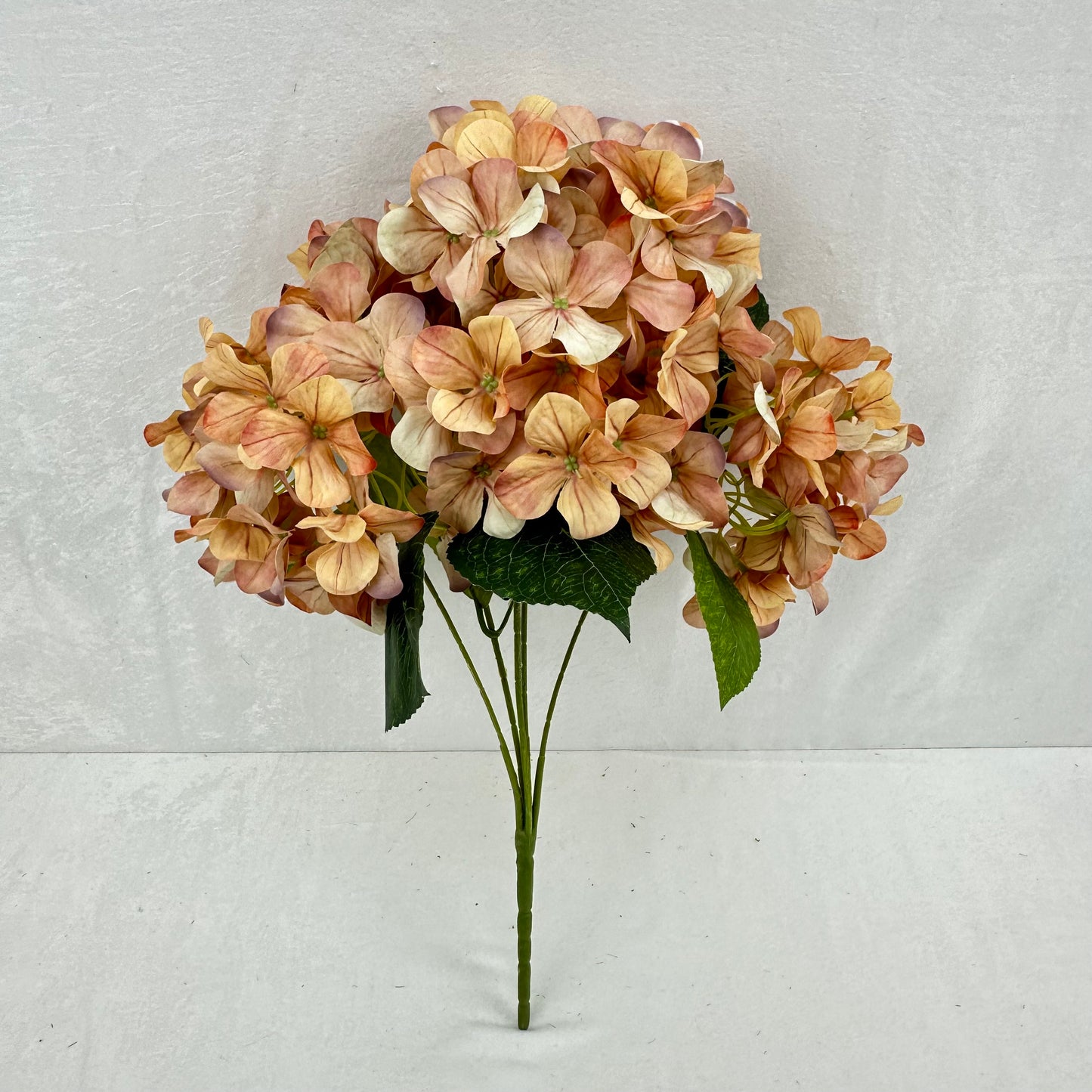 Brown Silk 3D Hydrangea Bush - 5 Heads