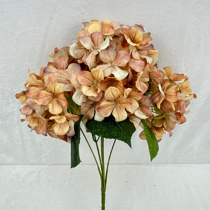 Brown Silk 3D Hydrangea Bush - 5 Heads