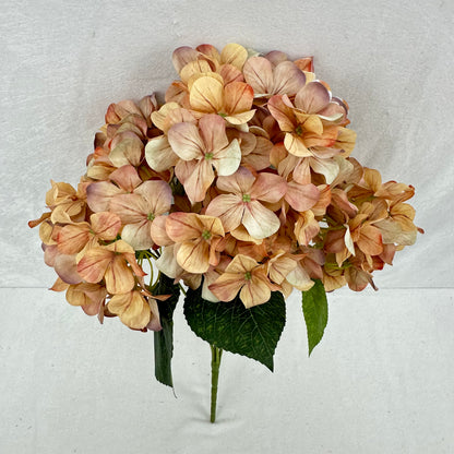 Brown Silk 3D Hydrangea Bush - 5 Heads