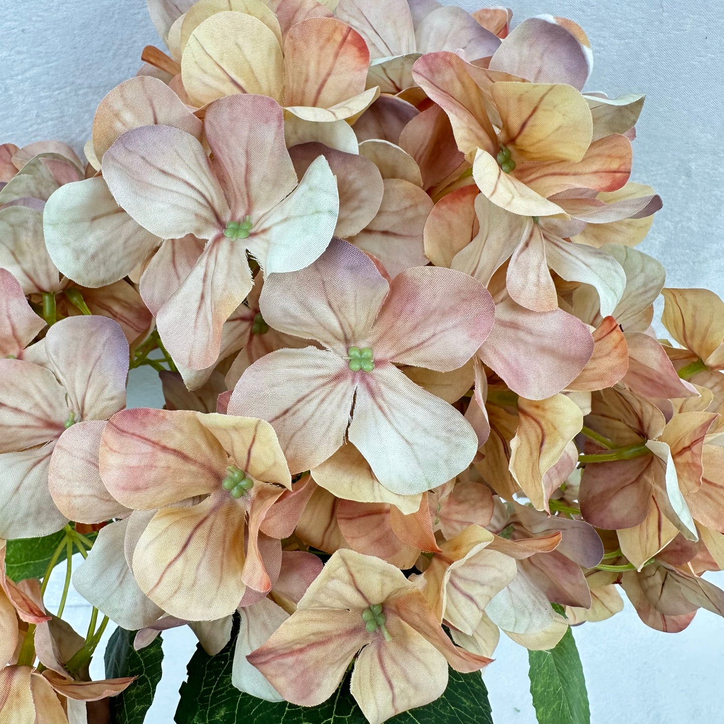 Brown Silk 3D Hydrangea Bush - 5 Heads