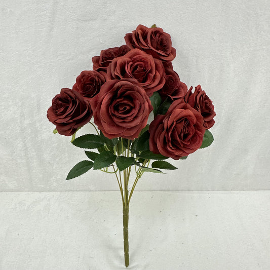 Brown Silk Wedding Rose Bush - 9 Heads