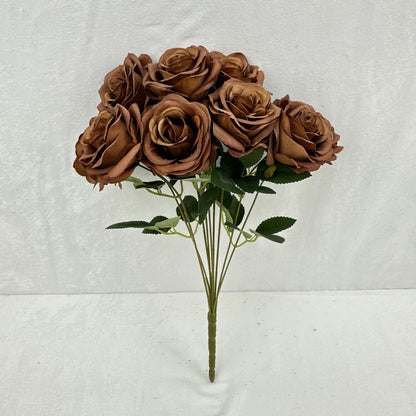 Brown Silk Wedding Rose Bush - 9 Heads