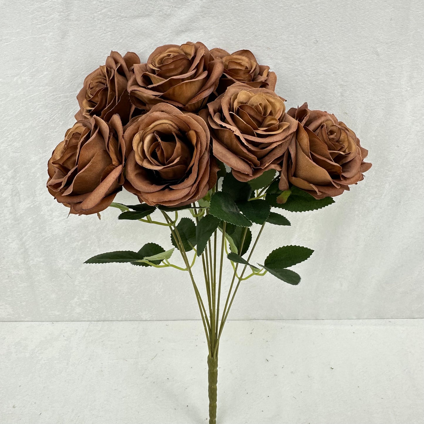 Brown Silk Wedding Rose Bush - 9 Heads