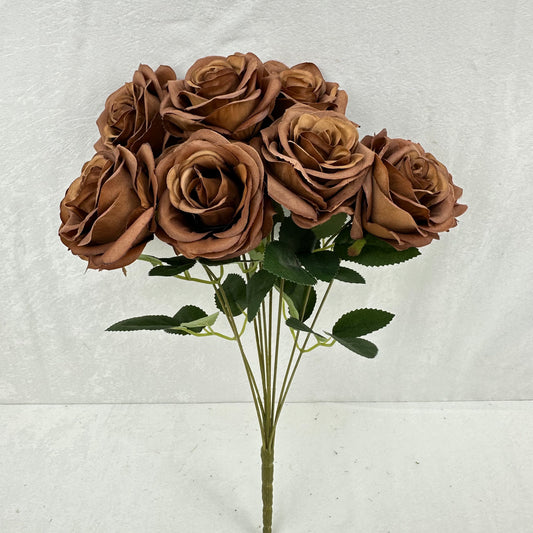 Brown Silk Wedding Rose Bush - 9 Heads