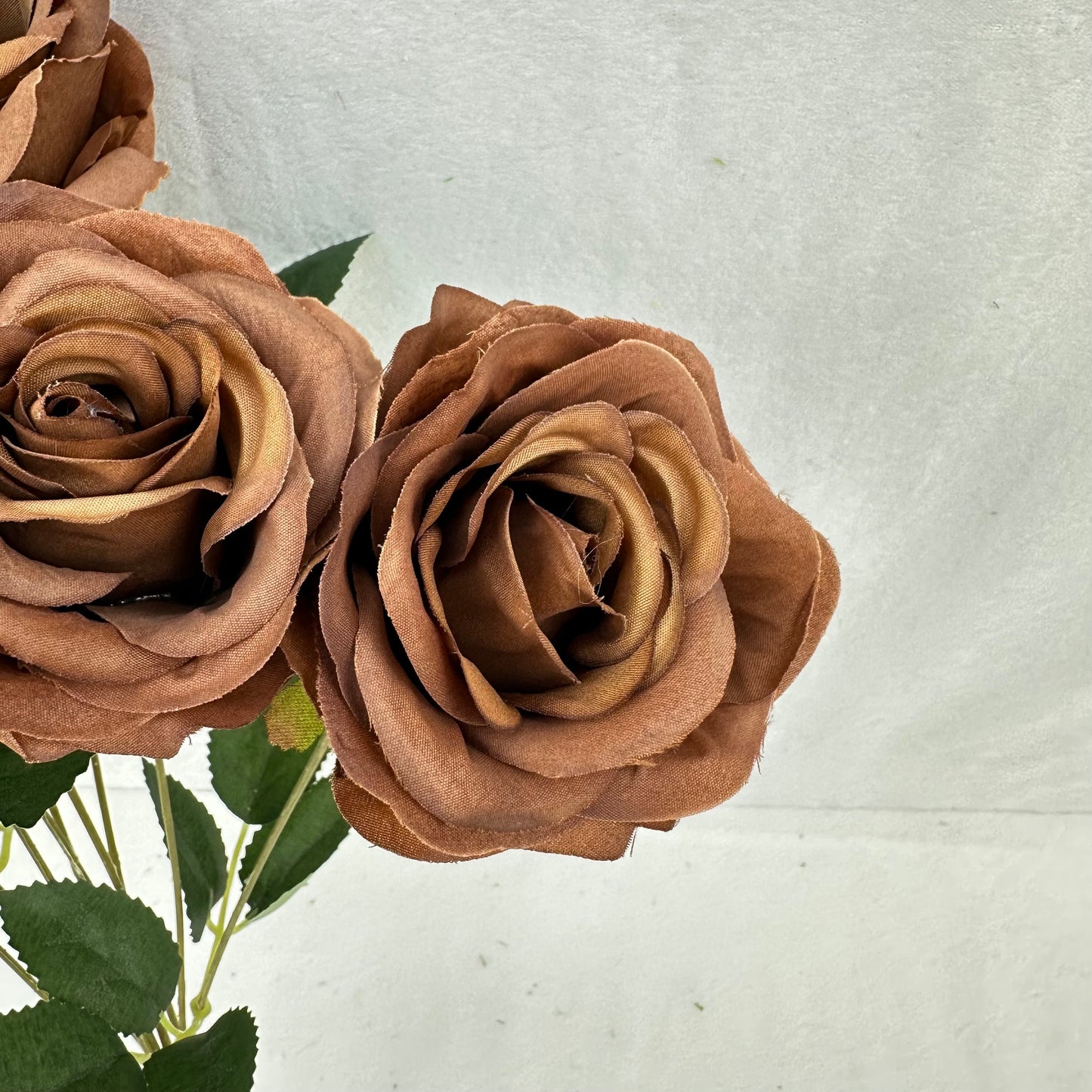 Brown Silk Wedding Rose Bush - 9 Heads