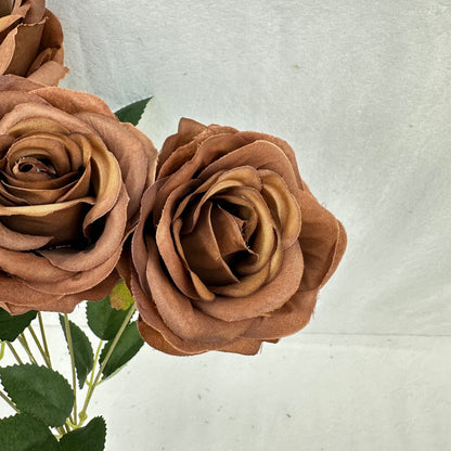 Brown Silk Wedding Rose Bush - 9 Heads