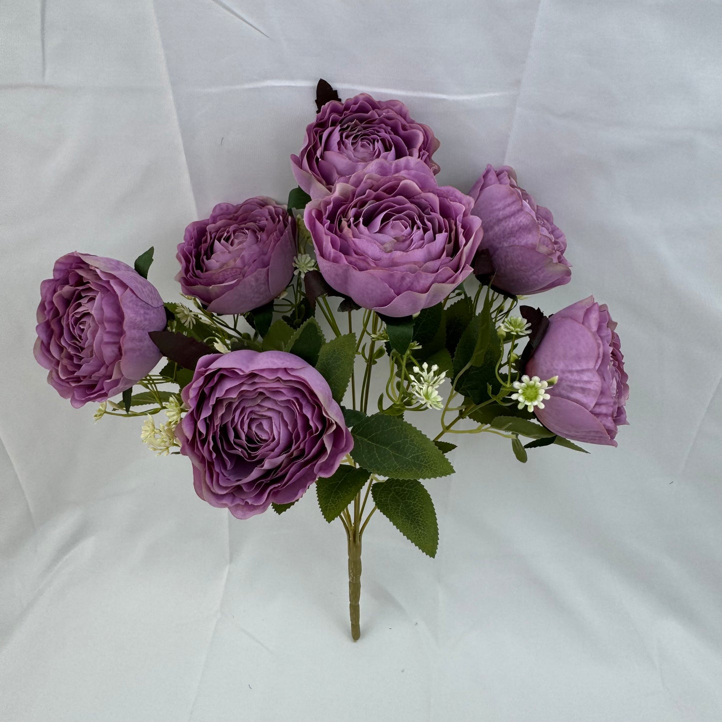Lilac Silk Wrapped Rose Bush - 7 Heads