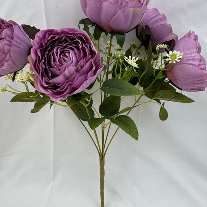Lilac Silk Wrapped Rose Bush - 7 Heads