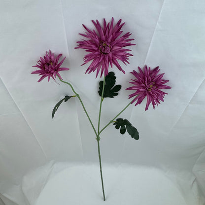 Pink Silk Flame Chrysanthemum Spray - 3 Heads