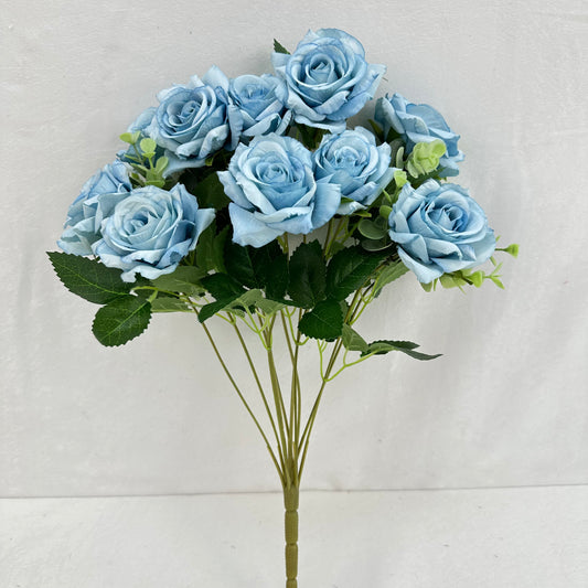 Blue Silk Wedding Rose Bush - 11 Heads