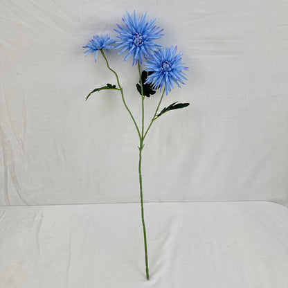 Blue Silk Flame Chrysanthemum Spray - 3 Heads