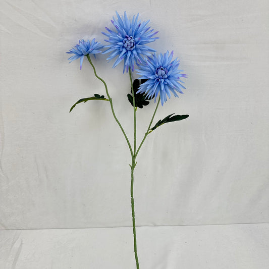 Blue Silk Flame Chrysanthemum Spray - 3 Heads