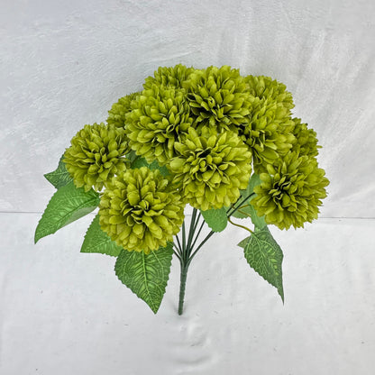 Green Silk Autumn Chrysanthemum Bush - 12 Heads