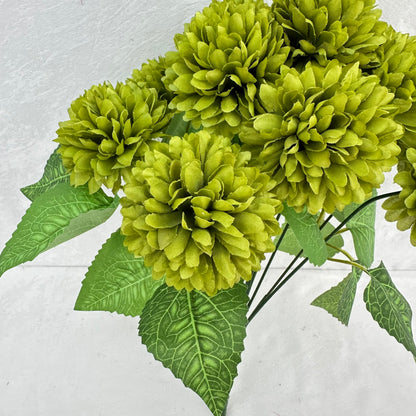 Green Silk Autumn Chrysanthemum Bush - 12 Heads