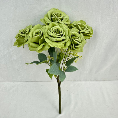 Green Silk Wedding Rose Bush - 7 Heads