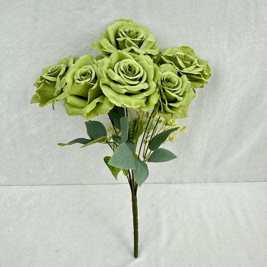 Green Silk Wedding Rose Bush - 7 Heads