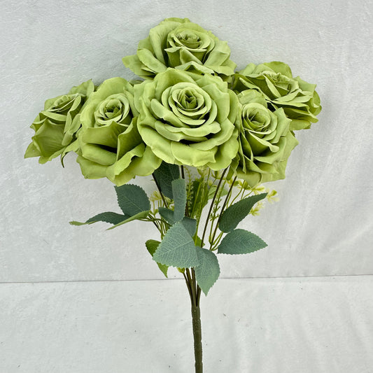 Green Silk Wedding Rose Bush - 7 Heads