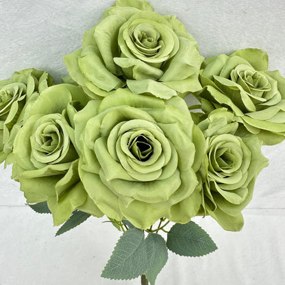 Green Silk Wedding Rose Bush - 7 Heads