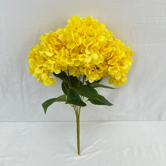 Yellow Silk French Hydrangea Bush - 5 Heads