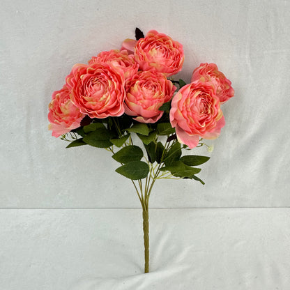 Pink Silk Wrapped Rose Bush - 7 Heads